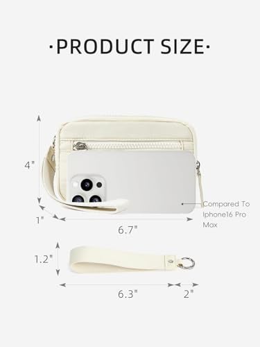 WESTBRONCO Wristlet Wallets for Women Nylon Quilted RFID Wallet with 3 Zipper Purse for Travel Credit Card Holder Phone Organizer(Beige) - Image 2