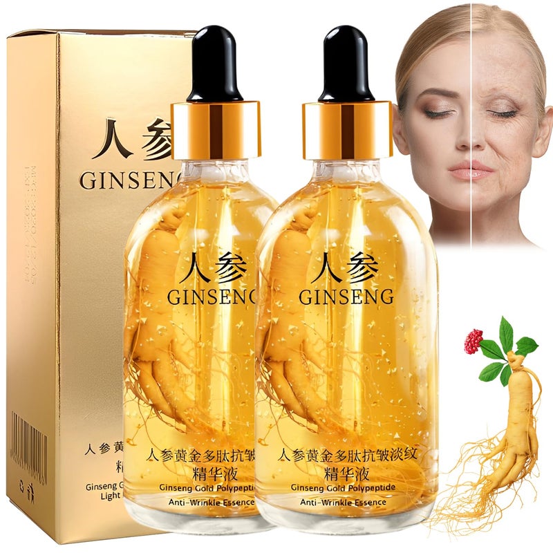 Ginseng SerumGinseng Polypeptide AntiAgeing Essence OilGinseng Gold Polypeptide AntiWrinkle EssenceOne Ginseng Per Bottle for Tightening Sagging Skin Reduce Fine Lines 2PCS