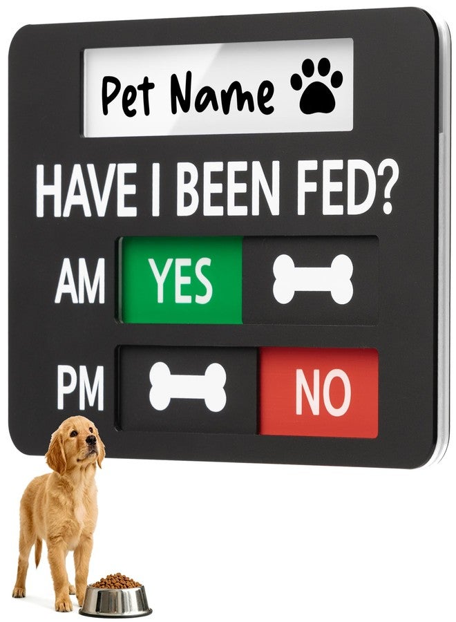 EliteSign Pet Feeding Reminder Supplies with Built-in DIY Name Slot, Feed Tracker for Dog Cat & Household Pets, Prevent Overfeeding or Missed Feeds, Includes Acrylic Cover, Tapes, Black, 6.5"x4.5" - Image 1