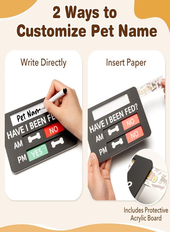 EliteSign Pet Feeding Reminder Supplies with Built-in DIY Name Slot, Feed Tracker for Dog Cat & Household Pets, Prevent Overfeeding or Missed Feeds, Includes Acrylic Cover, Tapes, Black, 6.5"x4.5" - Image 2