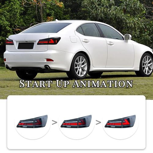 HCMOTIONZ Tail Light Assembly for 2006-2013 Lexus IS250/IS350/ISF Sedan, Tail Lamps with Start UP Animation Reverse Lights LED Rear Lamps Replacement… (SMOKED) - Image 4