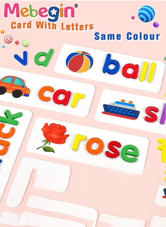 Funny Spelling Game, BPA Free Nontoxic Spell Alphabet Puzzle, Safe ABC Flash Cards, Spell Alphabet Matching Cards, Environmentally Friendly Wooden Toy, Educational Learning Toys for Kids Aged 36＋Months