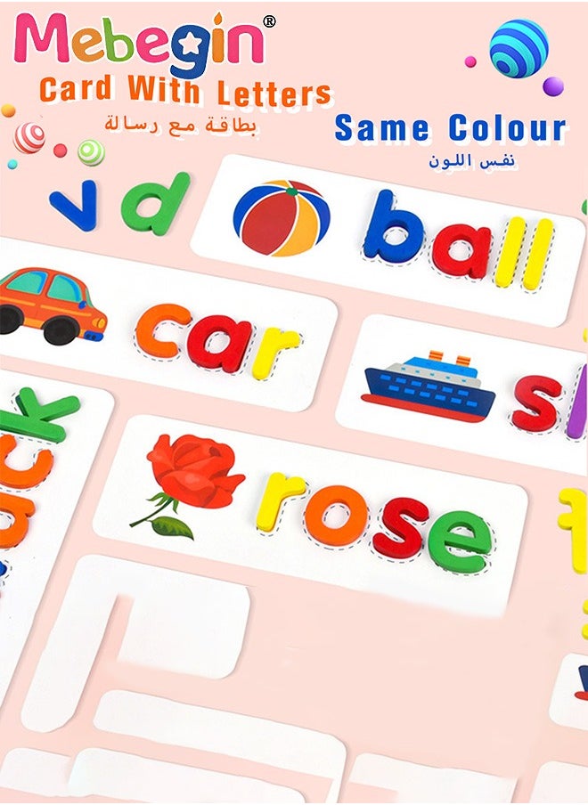 MEBEGIN Funny Spelling Game, BPA Free Nontoxic Spell Alphabet Puzzle, Safe ABC Flash Cards, Spell Alphabet Matching Cards, Environmentally Friendly Wooden Toy, Educational Learning Toys for Kids Aged 36＋Months  - Image 2