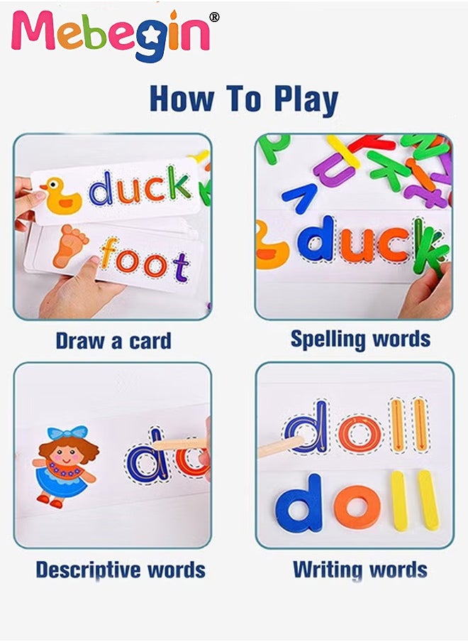 MEBEGIN Funny Spelling Game, BPA Free Nontoxic Spell Alphabet Puzzle, Safe ABC Flash Cards, Spell Alphabet Matching Cards, Environmentally Friendly Wooden Toy, Educational Learning Toys for Kids Aged 36＋Months  - Image 5