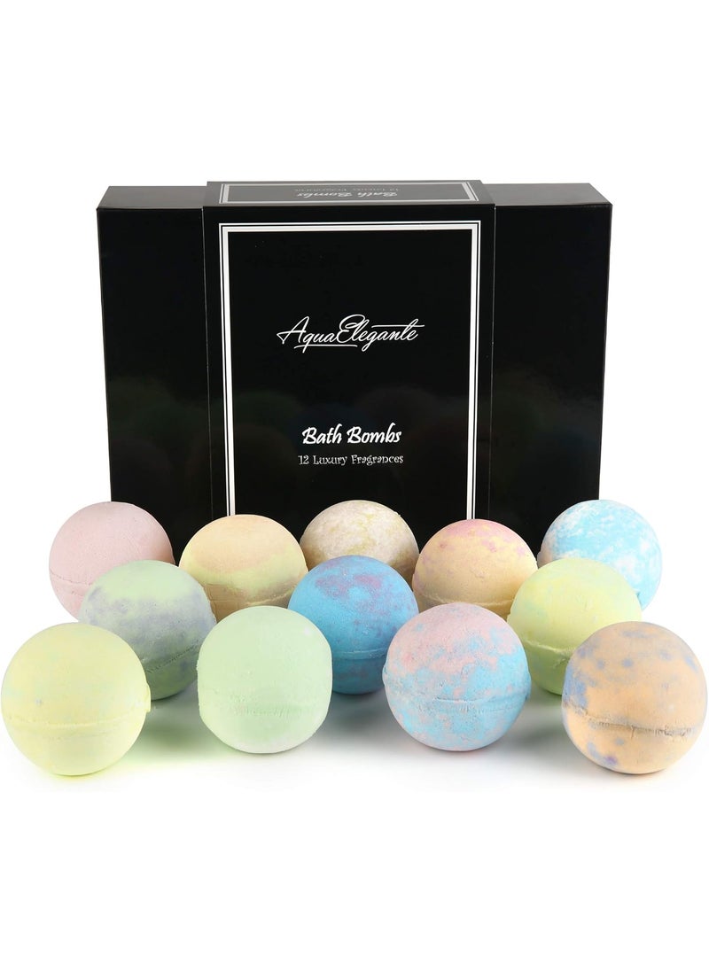 Aqua Elegante - Luxury Bath Bombs for Women - Gift Set of 12 Large Bathbombs with Organic Essential Oils - Natural Vegan Soap for Moisturizing Fizzy Bubbles - Image 1