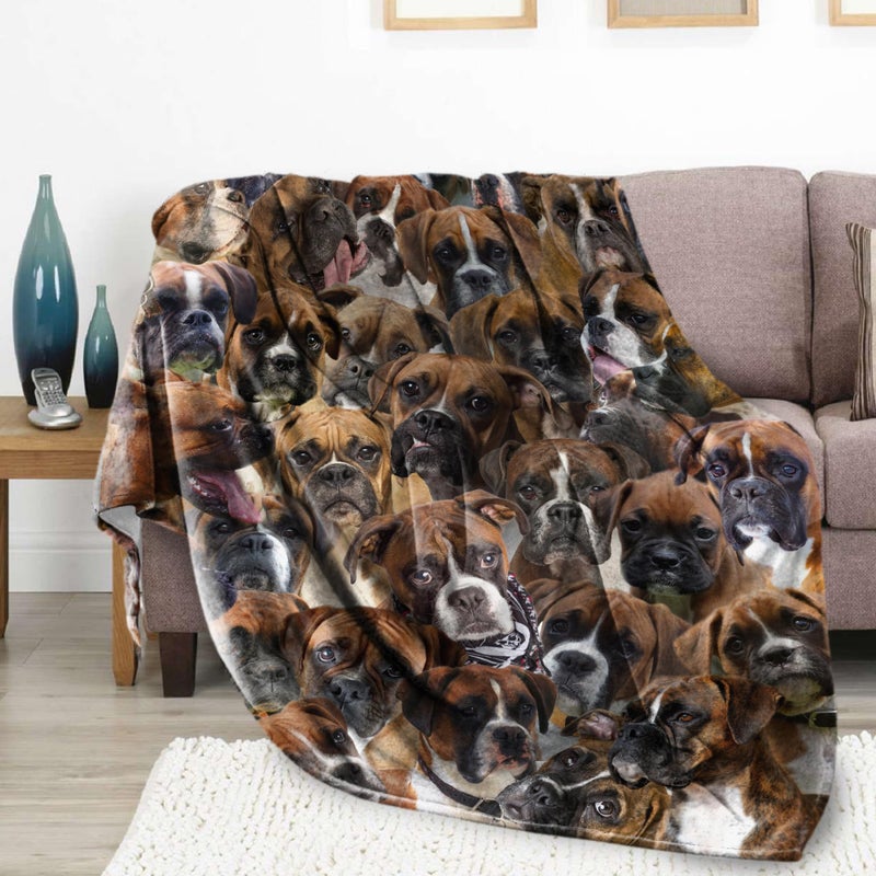 Lopevctor Boxer Dog Blanket Boxer Gifts for Dog Lovers Boxer Dog Flannel Blanket Throws for Dog Mom Dad Soft Warm Blankets for Sofa Bed Home Decor Gifts for Kid Teens Girls Boys Halloween Christmas 50"" x 60"" - Image 2