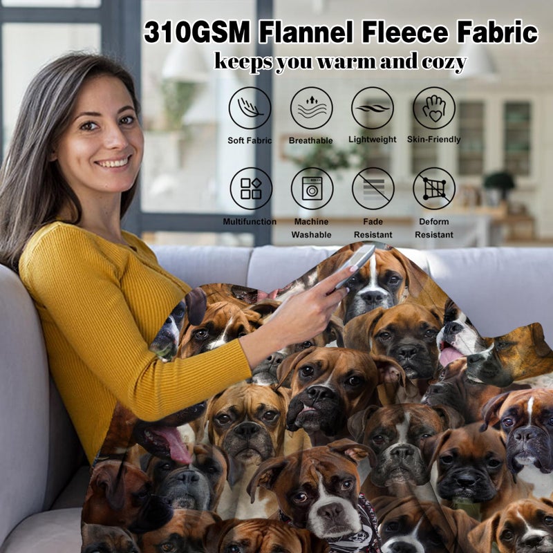 Lopevctor Boxer Dog Blanket Boxer Gifts for Dog Lovers Boxer Dog Flannel Blanket Throws for Dog Mom Dad Soft Warm Blankets for Sofa Bed Home Decor Gifts for Kid Teens Girls Boys Halloween Christmas 50"" x 60"" - Image 3