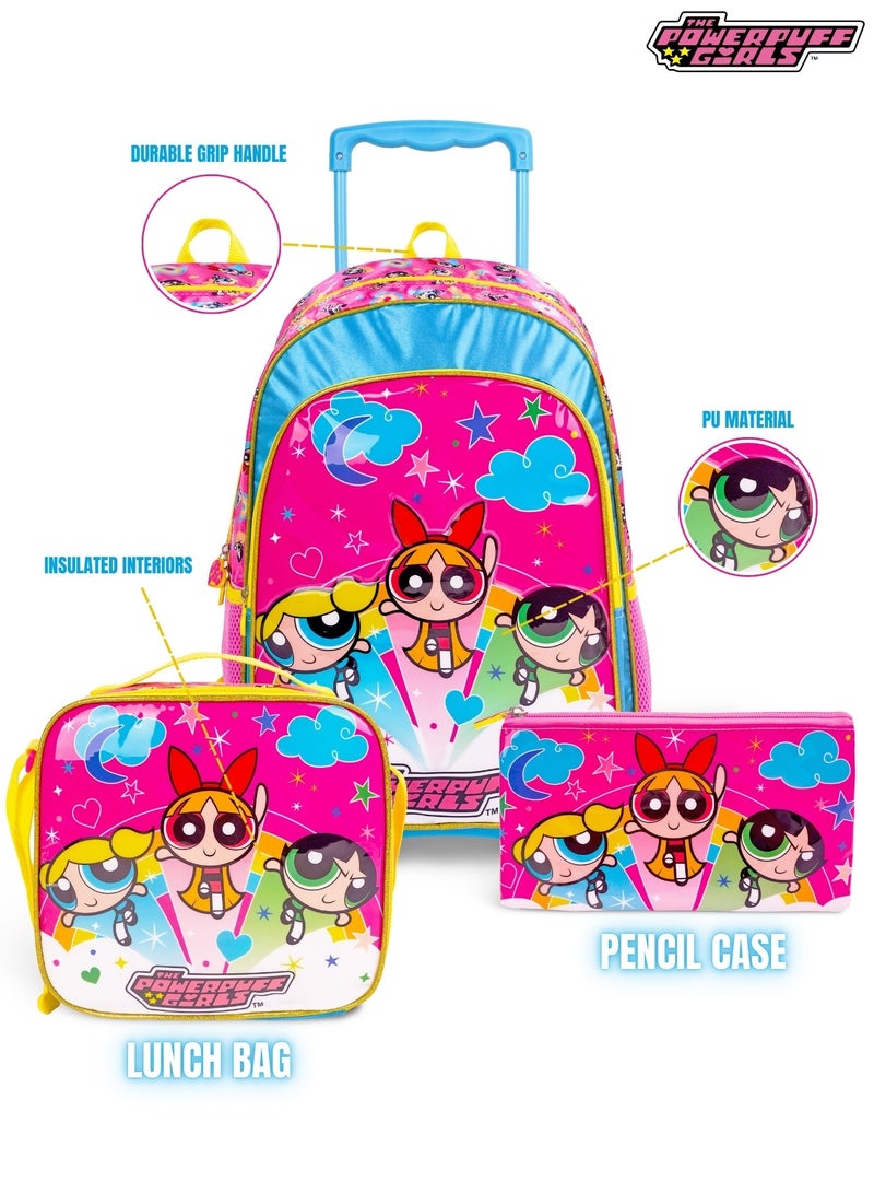 Warner Bros. 18 Inch Kids 3-in-1 Trolley School Bag Set - Ergonomic Backpack, Insulated Lunch Bag & Pencil Case,Lightweight, Durable, Students 6+ - Perfect for Travel & School,For Girls - Image 4