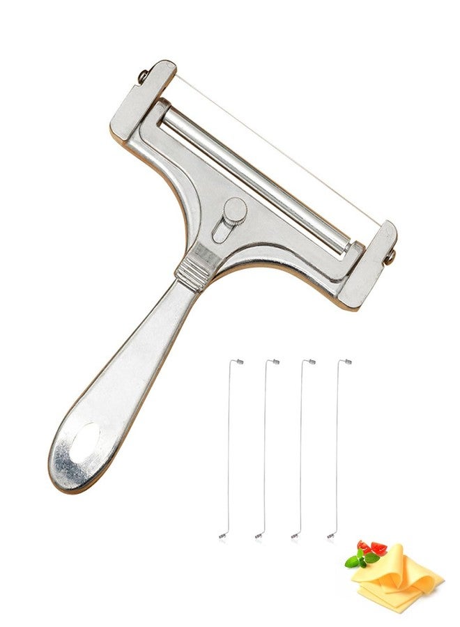 Dewys Stainless Steel Wire Cheese Slicer, Adjustable Thickness Handheld Cheese Cutter with 4 Extra Wires for Mozzarella, Cheddar, Gruyere, Raclette - Image 2
