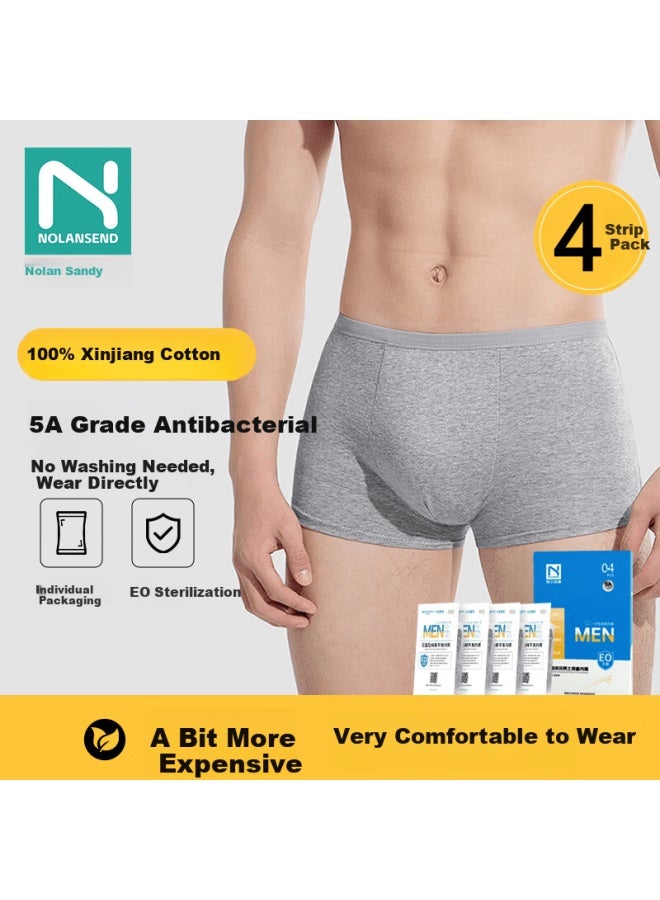 Nolansendi Disposable Men's Boxer Briefs 4-pack 5a Antibacterial No-wash Daily Travel Underwear 4XL - Image 1
