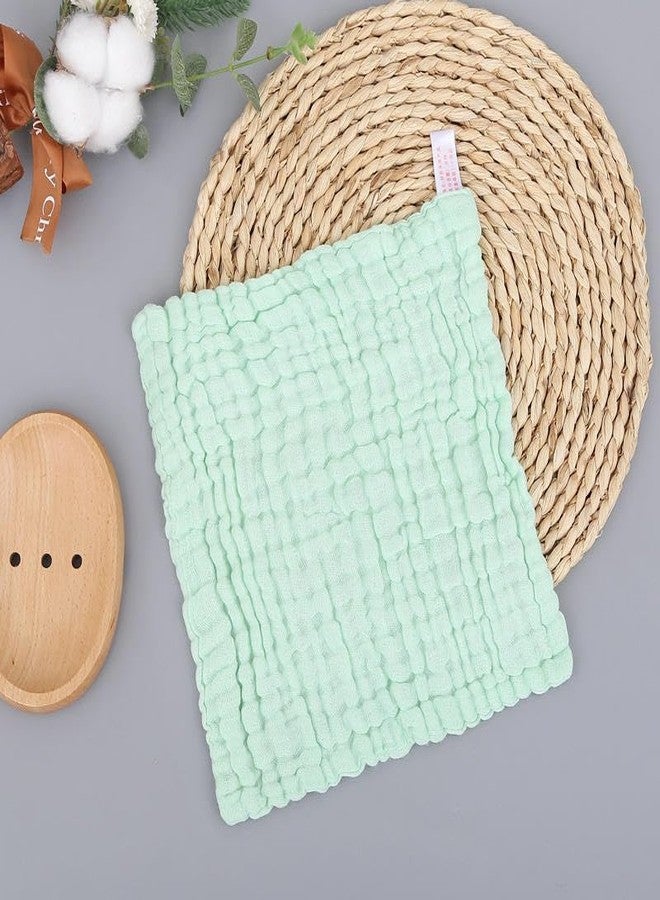 Zebroc 100% Cotton Muslin Baby Burp Cloth | 6-Layer Soft & Super Absorbent Baby Face Towel | 28×28 cm Washcloth for Newborns, Feeding, Burping & Daily Use (5, Green (28 X 28 CM)) - Image 1