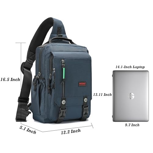 NICGID Sling Bags Chest Shoulder Backpacks, 14.1'' Laptop Backpack Crossbody Messenger Bag Travel Outdoor Men Women - Image 5