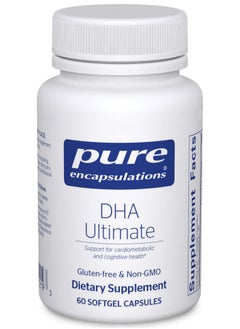 بيور إنكابسيليشن Pure Encapsulations DHA Ultimate | مركّز زيت السمك DHA المستخرج بتقنية ثاني أكسيد الكربون فوق الحرجة الصديق للبيئة | 60 كبسولة هلامية ناعمة  - Image 1