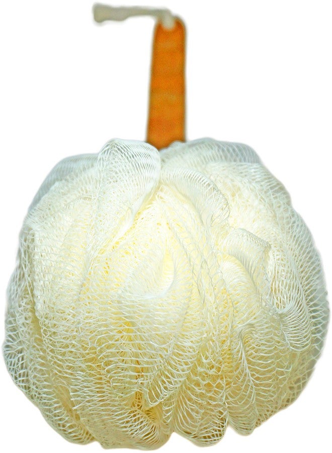 JINS-Hung Shower Loofah Body & Back Scrubber - Exfoliating Loofah Bath Brush On a Stick - with Long Wooden Handle Back Brush for Men & Women - Easy Reach Body Wash & Lotion Applicator（ 2 Pack- White&Red） - Image 4