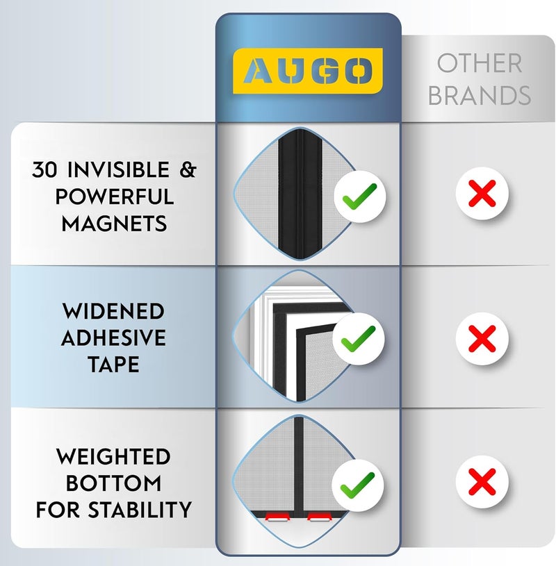 AUGO Garage Door Screen, 2 Car 16x7FT, Fiberglass mesh with Magnetic Closure, Heavy Duty Weighted Bottom, Easy Assembly & Pass, Hands Free Screen Door - Image 4