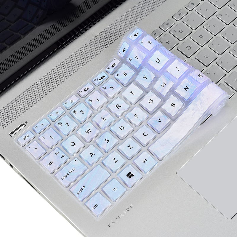 iKammo Keyboard Protector Skin Cover Compatible HP Pavilion 15.6" Series/HP 15.6" Touchscreen Laptop 15-BS020WM/HP Pavilion x360 15.6" Series/HP Envy x360 15.6 Series/HP Pavilion 17.3 Series(Marble) - Image 4