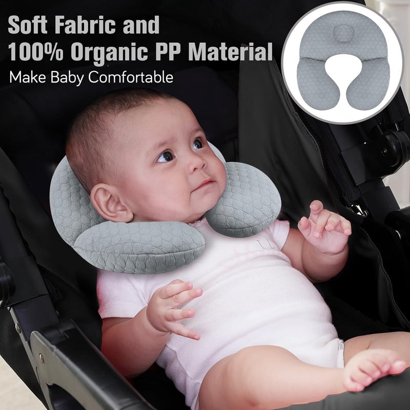 KAKIBLIN Baby Travel PillowUpgraded Baby Neck Pillows for Car SeatBaby Support PillowInfant Neck Pillow for Toddler Head and NeckNewborn Head Support for Car SeatPushchair Grey - Image 2