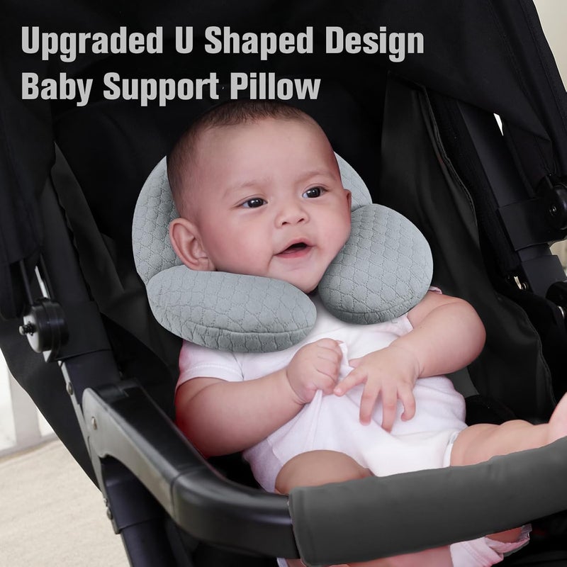 KAKIBLIN Baby Travel PillowUpgraded Baby Neck Pillows for Car SeatBaby Support PillowInfant Neck Pillow for Toddler Head and NeckNewborn Head Support for Car SeatPushchair Grey - Image 3