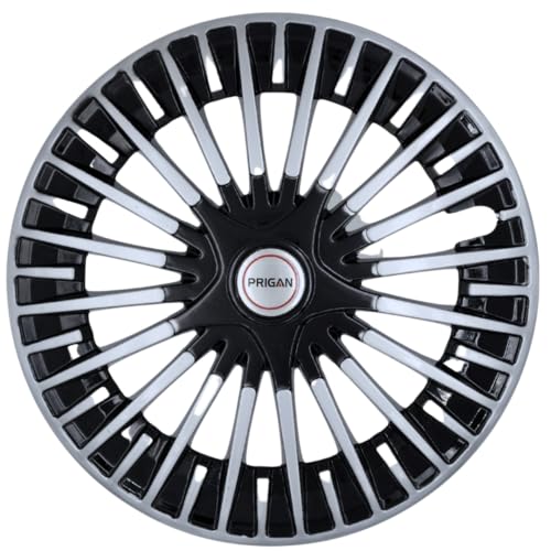 PRIGAN 14 Inch Universal Black Silver Wheel Cover/Cap for All 14 Inch Cars (Size 14 Inch) (Set of 4 Pcs) (Press Fitting) Model- Acura REV 14 - Image 1