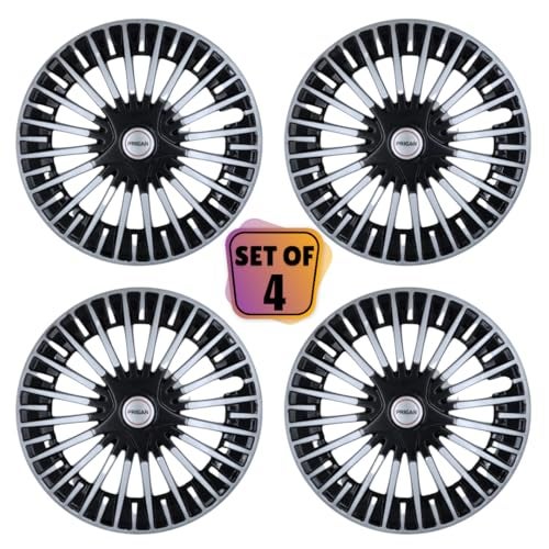 PRIGAN 14 Inch Universal Black Silver Wheel Cover/Cap for All 14 Inch Cars (Size 14 Inch) (Set of 4 Pcs) (Press Fitting) Model- Acura REV 14 - Image 2