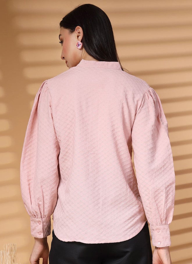 PlusS Pink Textured Casual Shirt for Women - Image 5