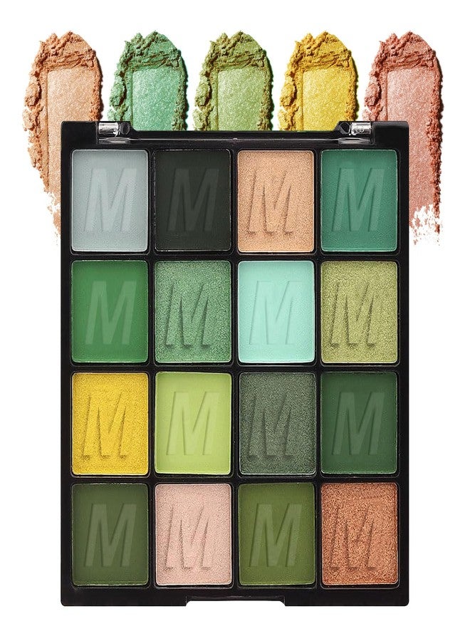 LJYBoBin Green Eyeshadow Palette Makeup,16 Colors Highly Pigmented Long Lasting Waterproof Glitter Eye Shadow Plattet,Blendable Forest Green Yellow Colorful Matte Eyeshadow Makeup Palette for Women - Image 1