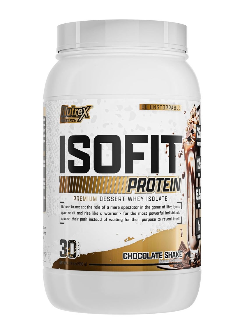 Nutrex Research مسحوق بروتين مصل اللبن IsoFit 100% معزول مخفوق الشوكولاتة 2 رطل 30 حصة (998 جرام) - Image 1