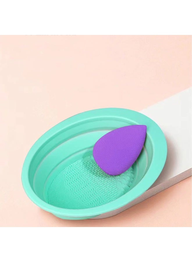Woosh Makeup Brush Cleaning bowl, Silicone Makeup Brush Cleaning Mat, Cosmetic Brush Cleaner, Foldable Brush Cleaning Pad, Suitable for Makeup Brush, Makeup Sponge, Powder Puff 2 Pack (Green&Pink) - Image 3