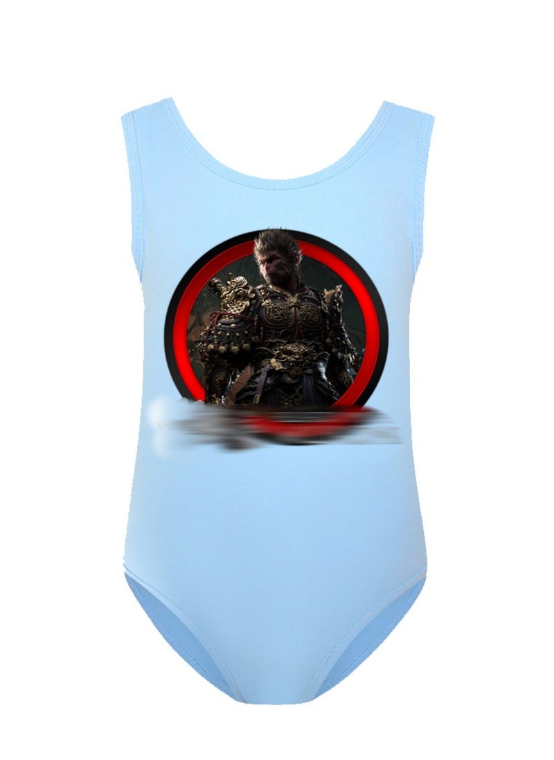 MQD Black Myth Goku Girls' One Piece Swimsuit And Cap Set 