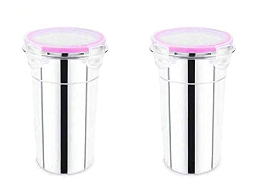 Yorten Stainless Steel air Tight Tumbler Frezzer Safe and Dust Proof Glass Click & Seal Lock with Transparent Silicon Gasket Lid2 pic (400 ml) - Image 1