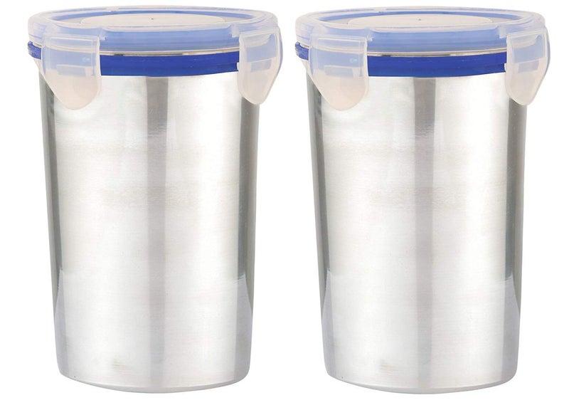 Yorten Stainless Steel air Tight Tumbler Frezzer Safe and Dust Proof Glass Click & Seal Lock with Transparent Silicon Gasket Lid2 pic (400 ml) - Image 2