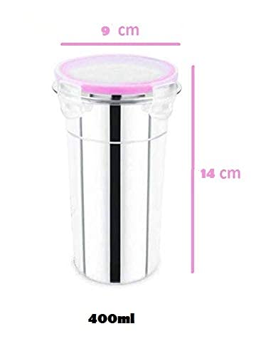 Yorten Stainless Steel air Tight Tumbler Frezzer Safe and Dust Proof Glass Click & Seal Lock with Transparent Silicon Gasket Lid2 pic (400 ml) - Image 3