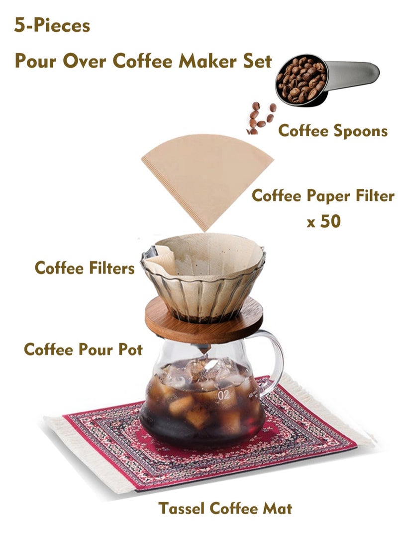 أولد فيلير طقم V60 طقم 5 قطع للتقطير القهوة، صب فوق مجموعة صانع القهوة - Image 2