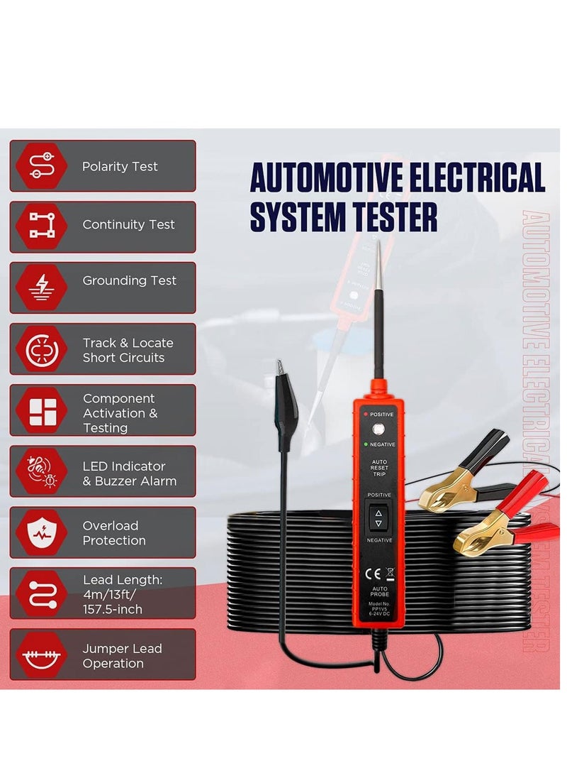 SYOSI Automotive Circuit Tester Test Light Automotive with 4M Test Lead 6V 12V 24V DC Led Light Tester Fuse Tester Circuit Tester Auto 12V Electrical System Tools for Car Truck Marine Motorcycle SUV Boat  - Image 2