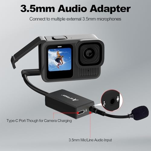 A Artman Artman Mic Adapter Compatible with GoPro Hero 13/12/11/10/9/8/7/6/5 Black, Type-C to 3.5mm Microphone Adapter, Clear Audio for Outdoor Vlog, Travel, Action Video - Image 3