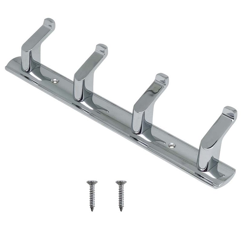 HYDERON Premium 4 Pin Chrome/Glossy Cloth Hanger, Wall Door Hooks Rail for Hanging Clothes, Bathroom Towel Hook Set. - Image 1