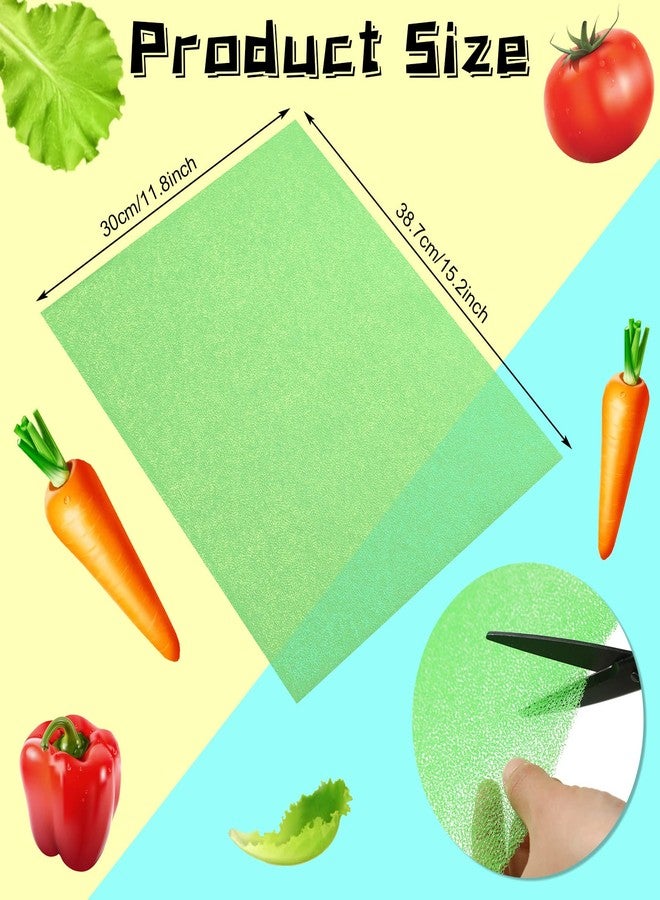 Poen 8 Pcs Fruit and Veggie Life Extender Liner 12 x 15 Inch Sponge Fridge Shelf Mat Green Washable Refrigerator Liners Fridge Drawer Pads Liner, Extends Life of Your Produce and Keep Food Fresh - Image 2