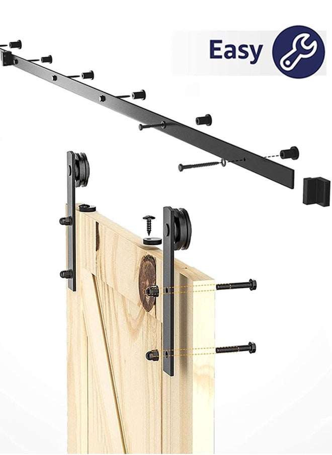 Garlo - 200cm Heavy Duty Sturdy Sliding Barn Door Hardware Kit -Smoothly and Quietly -Easy to install -Includes Step-By-Step Installation Instruction Fit 91cm-100cm Wide Door Panel - Image 1