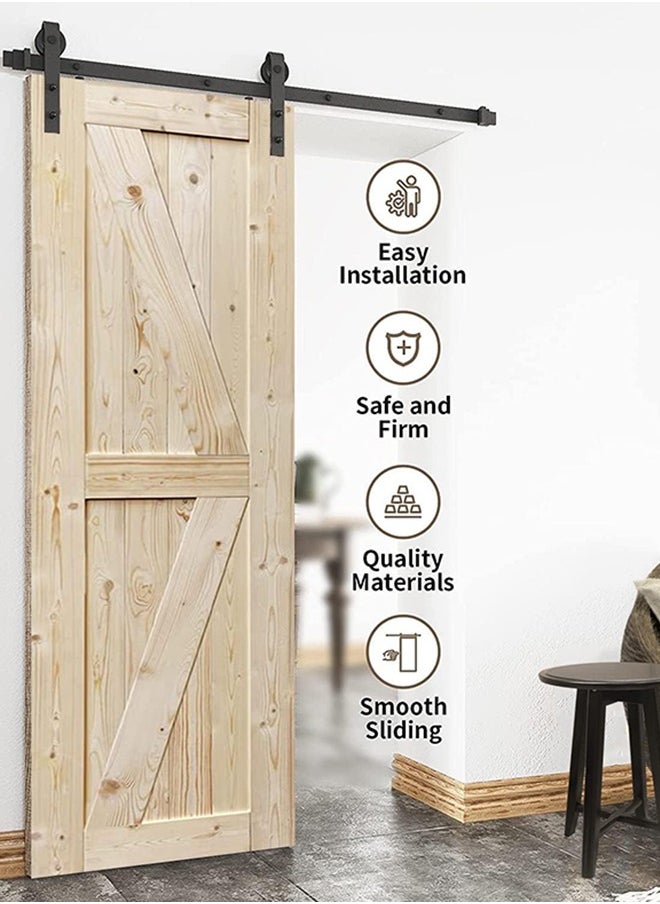 Garlo - 200cm Heavy Duty Sturdy Sliding Barn Door Hardware Kit -Smoothly and Quietly -Easy to install -Includes Step-By-Step Installation Instruction Fit 91cm-100cm Wide Door Panel - Image 1
