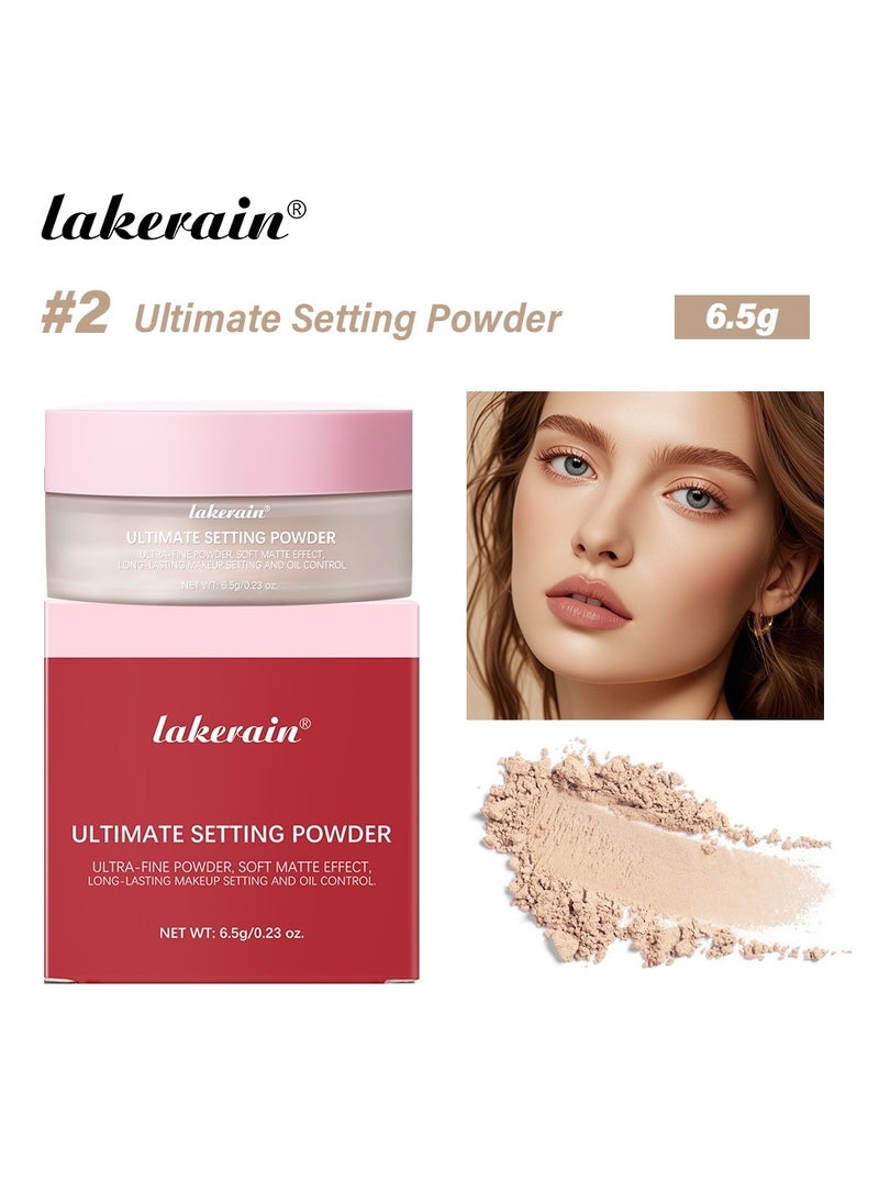 lakerain - Ultimate Setting Powder Conceals Pores and Matte Finish Controls Oil Soft Look Makeup Powder Blurring Setting Powder for Soft Matte Effect Long Lasting Makeup Loose Powder - Image 1
