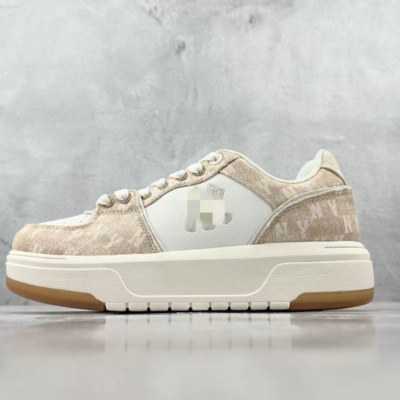 Wu Pin Pai Unisex Retro Skate Sneakers with Chunky Sole - Classic Monogram Design in White and Blue - Image 1