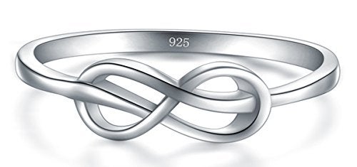 BORUO Infinity Ring, 925 Sterling Silver, Classic, Size 7, Stackable, 2mm, White Gold Finish, Perfect for Weddings, Gift Box Included - Image 2