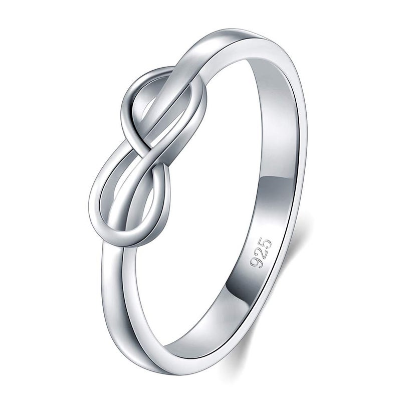 BORUO Infinity Ring, 925 Sterling Silver, Classic, Size 7, Stackable, 2mm, White Gold Finish, Perfect for Weddings, Gift Box Included - Image 4