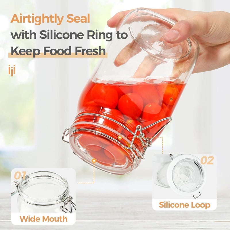 Femora Glass Jar, Kitchen Storage Jar, Round Jars, Airtight Steel Lid, 2100 ML, Pack of 2 - Image 3