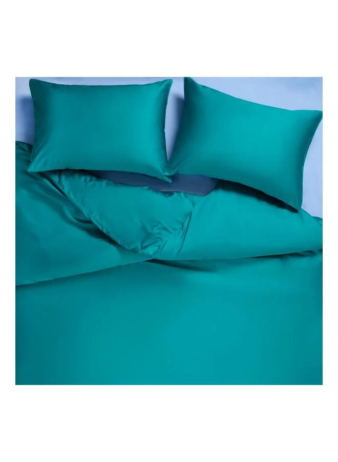 Solid Dark Green Double Bed Cotton Satin Duvet Set.