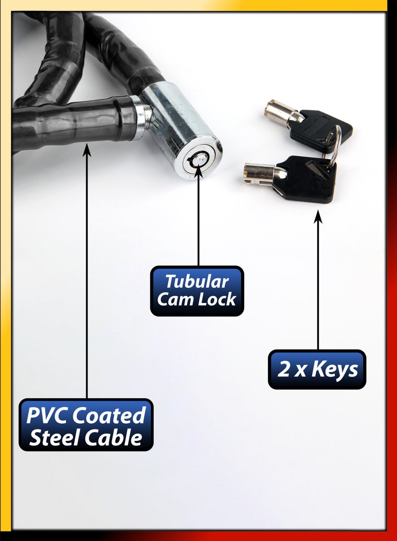 دي بلو قفل سلسلة مدرعة مضاد للسرقة للدراجة، كابل فولاذي شديد التحمل بطول 1 متر مع قفل كاميرا أنبوبي نادر، حماية عالية المستوى ضد السرقة للدراجات النارية والدراجات البخارية الكهربائية - Image 2