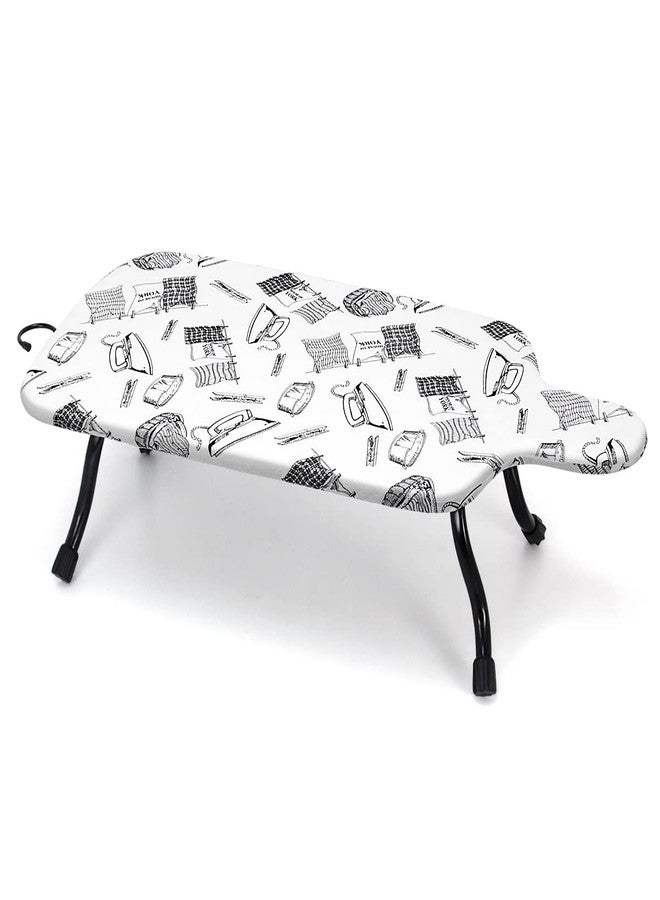 Duwee 15"x30" Table Top Ironing Board Extra Wide with Anti-Rust Hanging Hook and Removable Washable Cotton Cover, Steel Mesh Top Ironing Boards with 10mm Thicken Double Layers Feltpad and Foam,White - Image 1