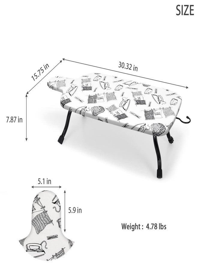 Duwee 15"x30" Table Top Ironing Board Extra Wide with Anti-Rust Hanging Hook and Removable Washable Cotton Cover, Steel Mesh Top Ironing Boards with 10mm Thicken Double Layers Feltpad and Foam,White - Image 5