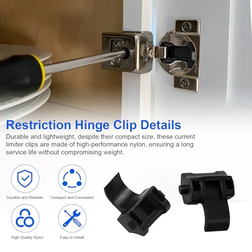 LEWEREST 50 PCS Cabinet Hinge Restrictor 38C315B3 for Blum, 86 Degree Opening Angle Restriction Hinges Clip for Soft Close Hinge Limiter Clips for Kitchen Cabinets Door, Compatible with Blumotion Compact Hinge - Image 5