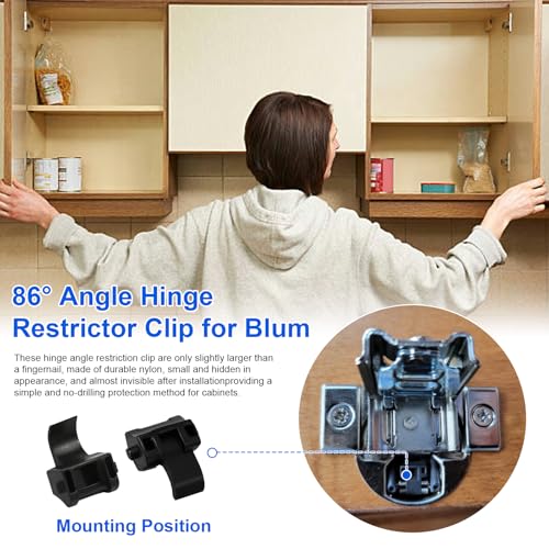 LEWEREST 50 PCS Cabinet Hinge Restrictor 38C315B3 for Blum, 86 Degree Opening Angle Restriction Hinges Clip for Soft Close Hinge Limiter Clips for Kitchen Cabinets Door, Compatible with Blumotion Compact Hinge - Image 3